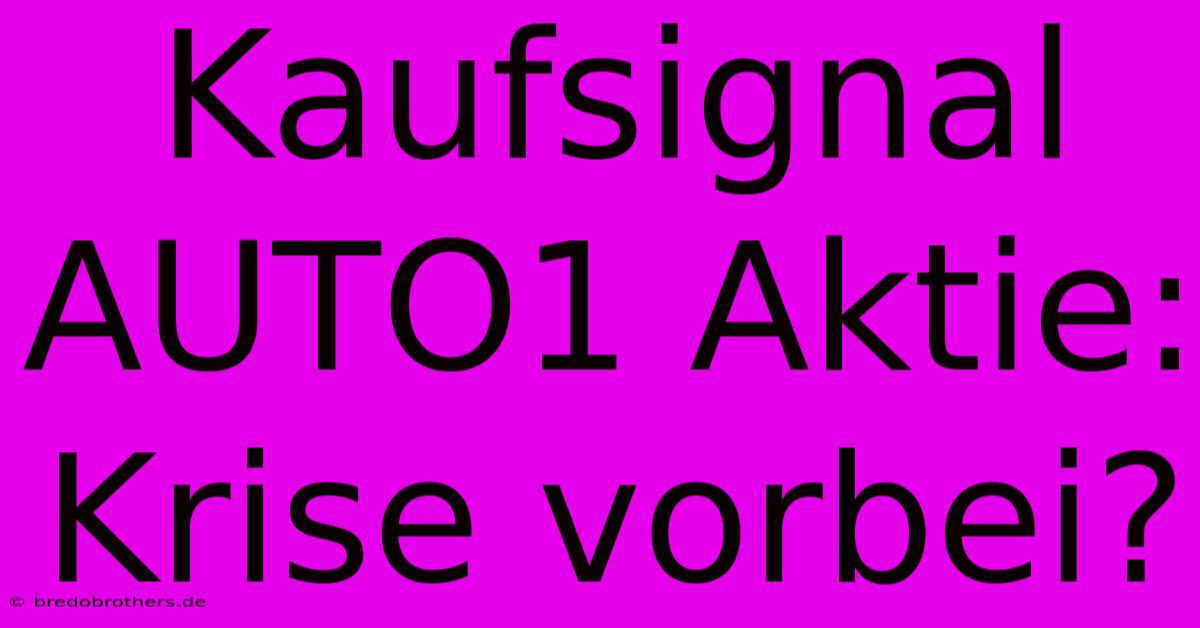 Kaufsignal AUTO1 Aktie: Krise Vorbei?