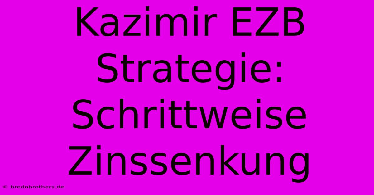 Kazimir EZB Strategie: Schrittweise Zinssenkung