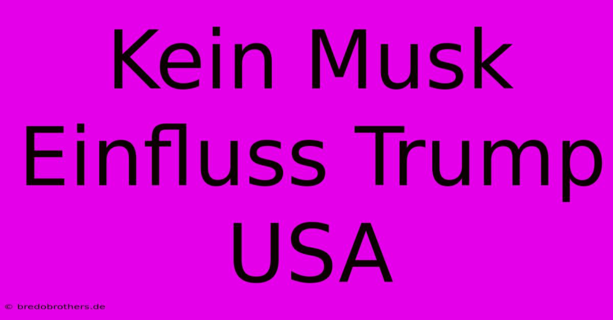 Kein Musk Einfluss Trump USA