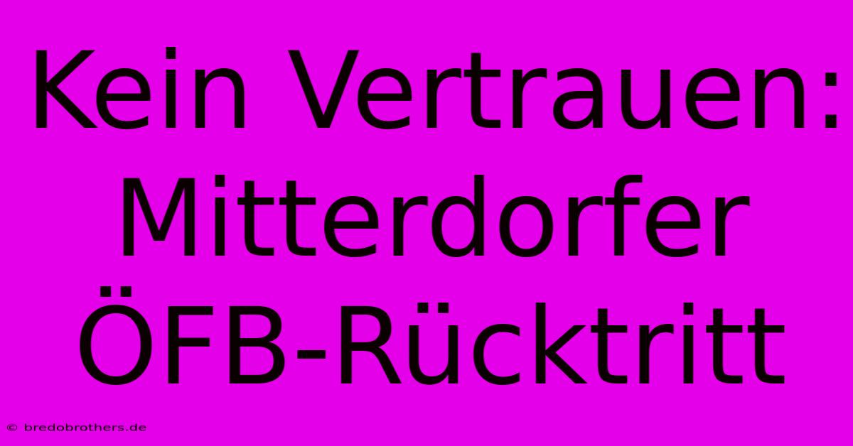 Kein Vertrauen: Mitterdorfer ÖFB-Rücktritt