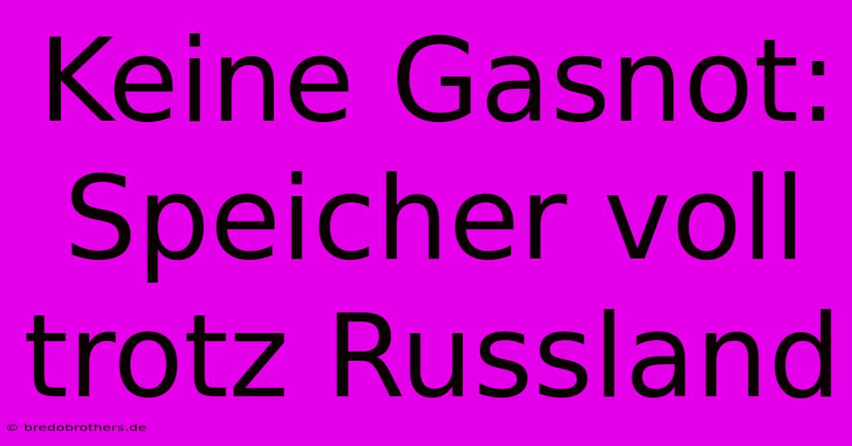 Keine Gasnot: Speicher Voll Trotz Russland