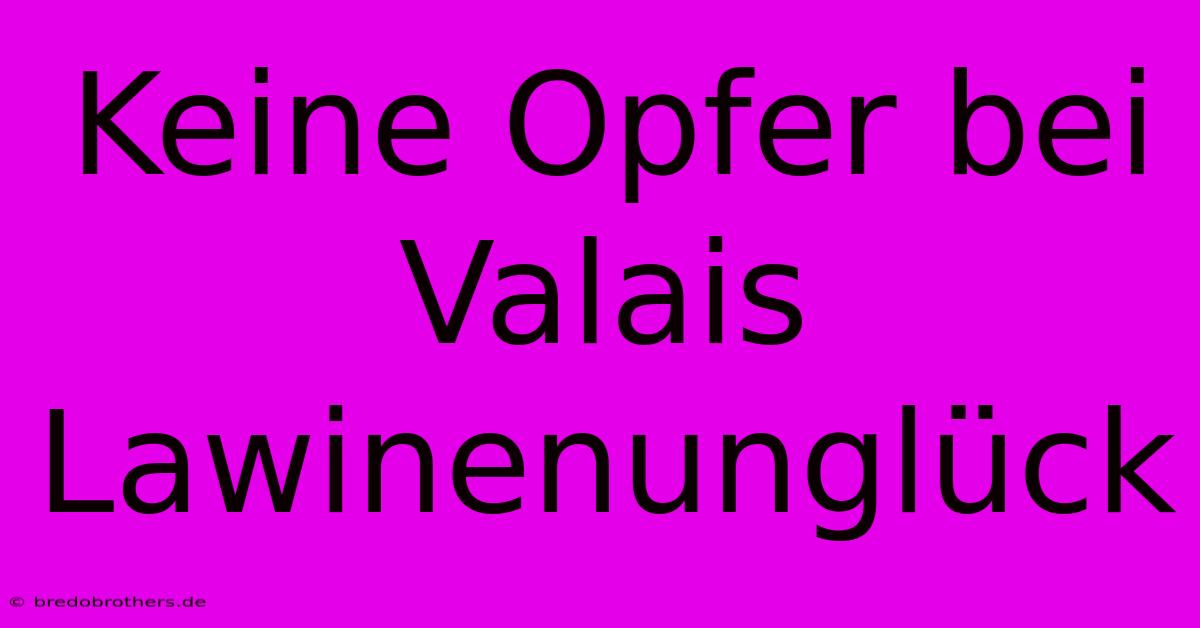 Keine Opfer Bei Valais Lawinenunglück