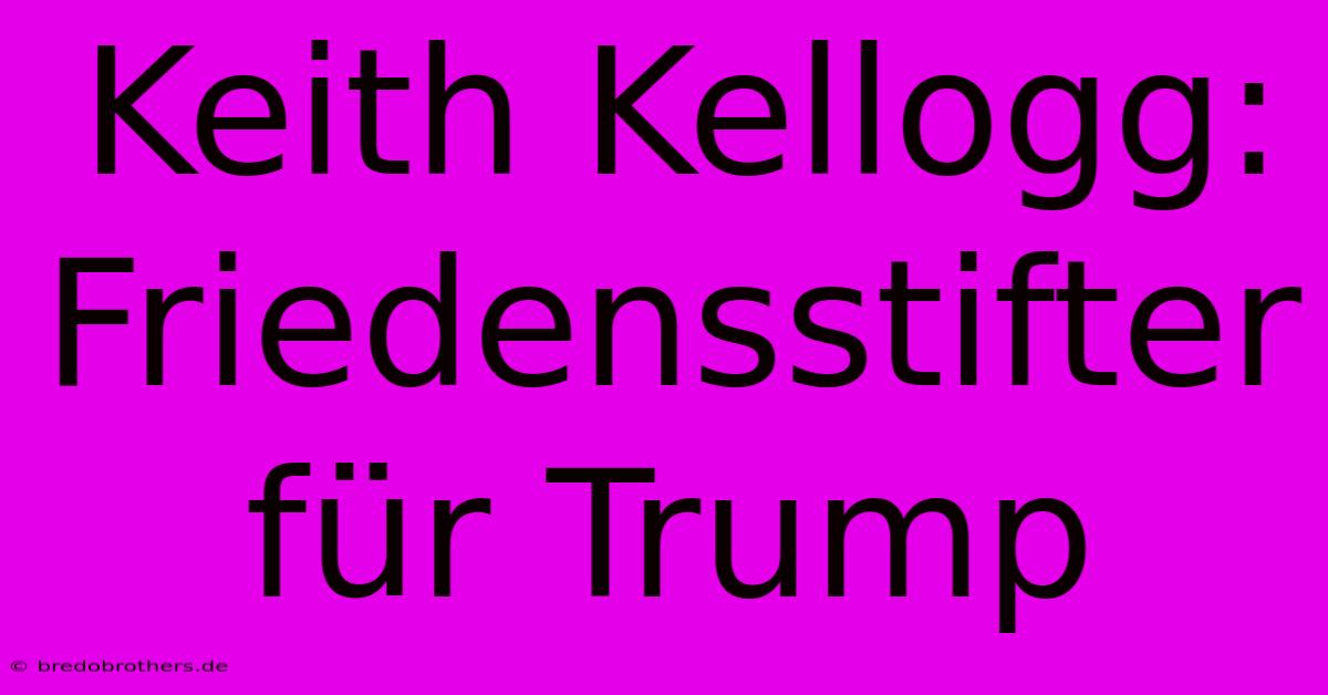 Keith Kellogg: Friedensstifter Für Trump