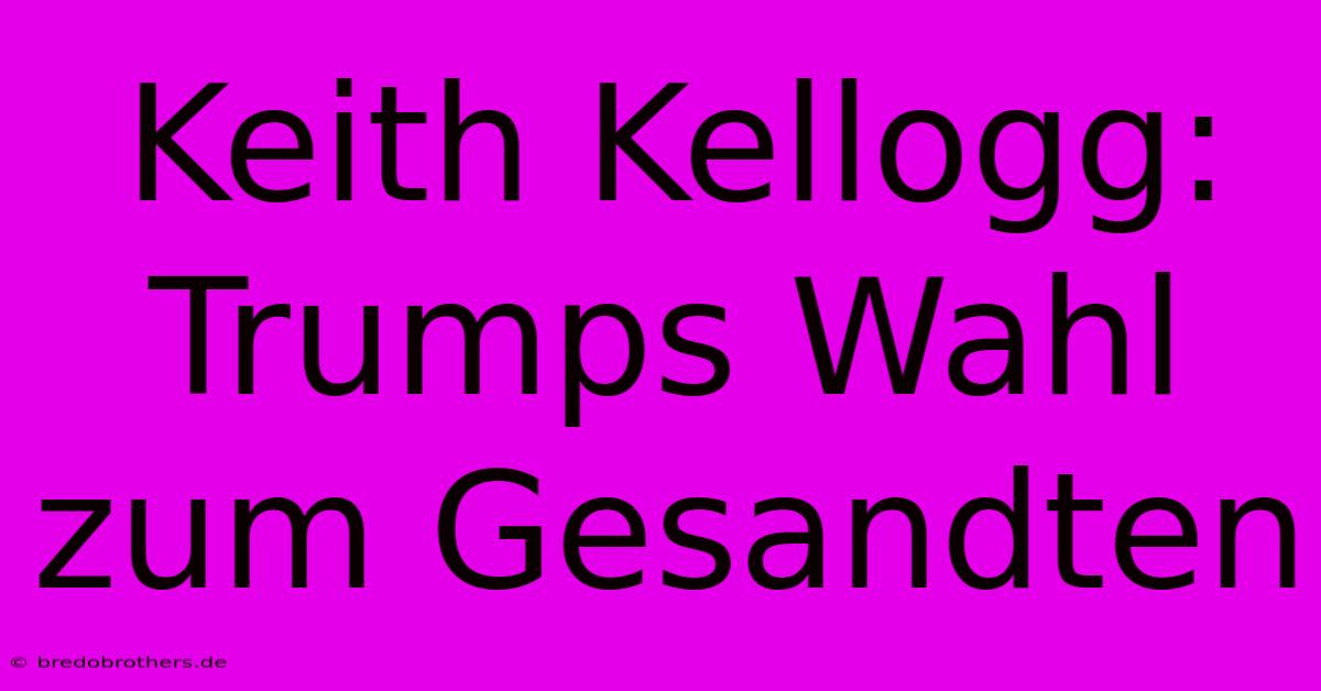 Keith Kellogg: Trumps Wahl Zum Gesandten