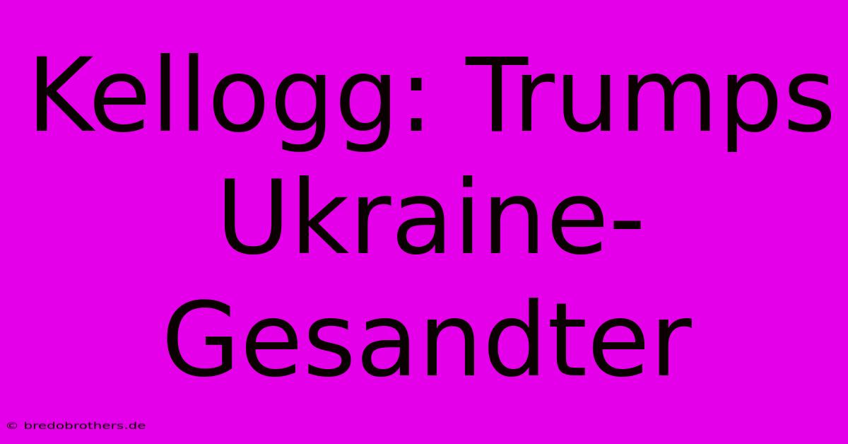 Kellogg: Trumps Ukraine-Gesandter