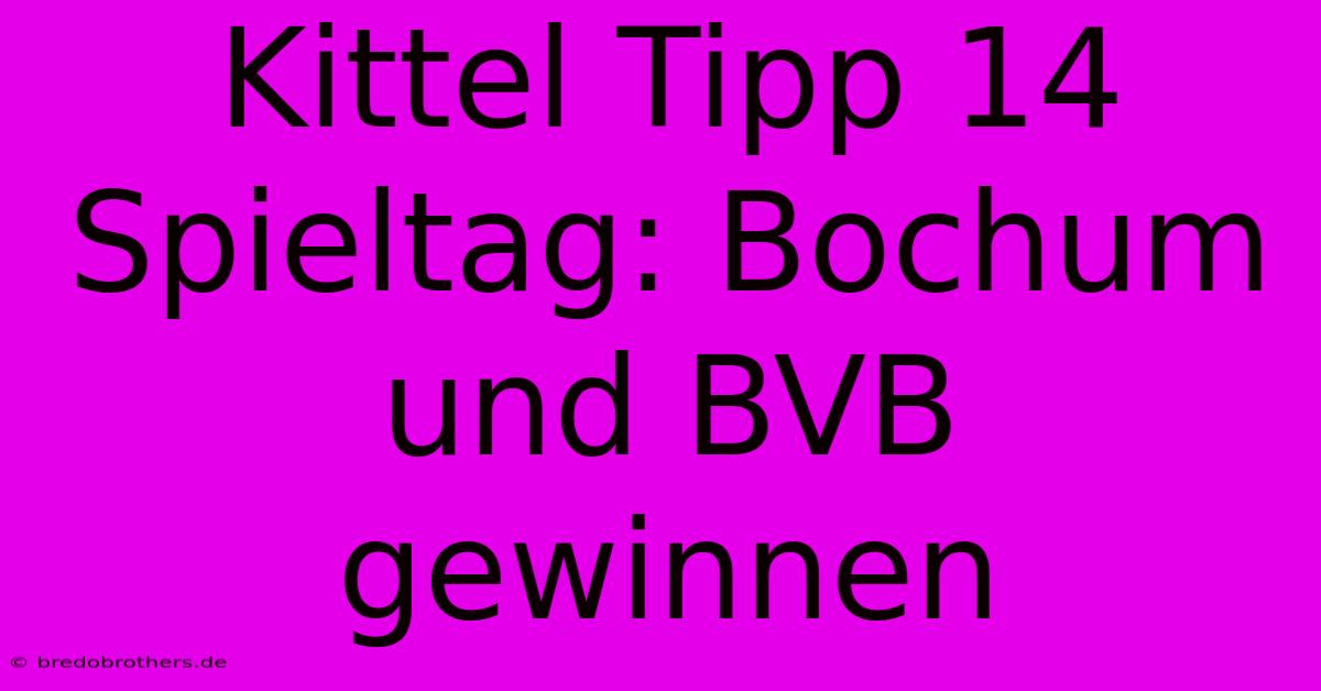 Kittel Tipp 14 Spieltag: Bochum Und BVB Gewinnen