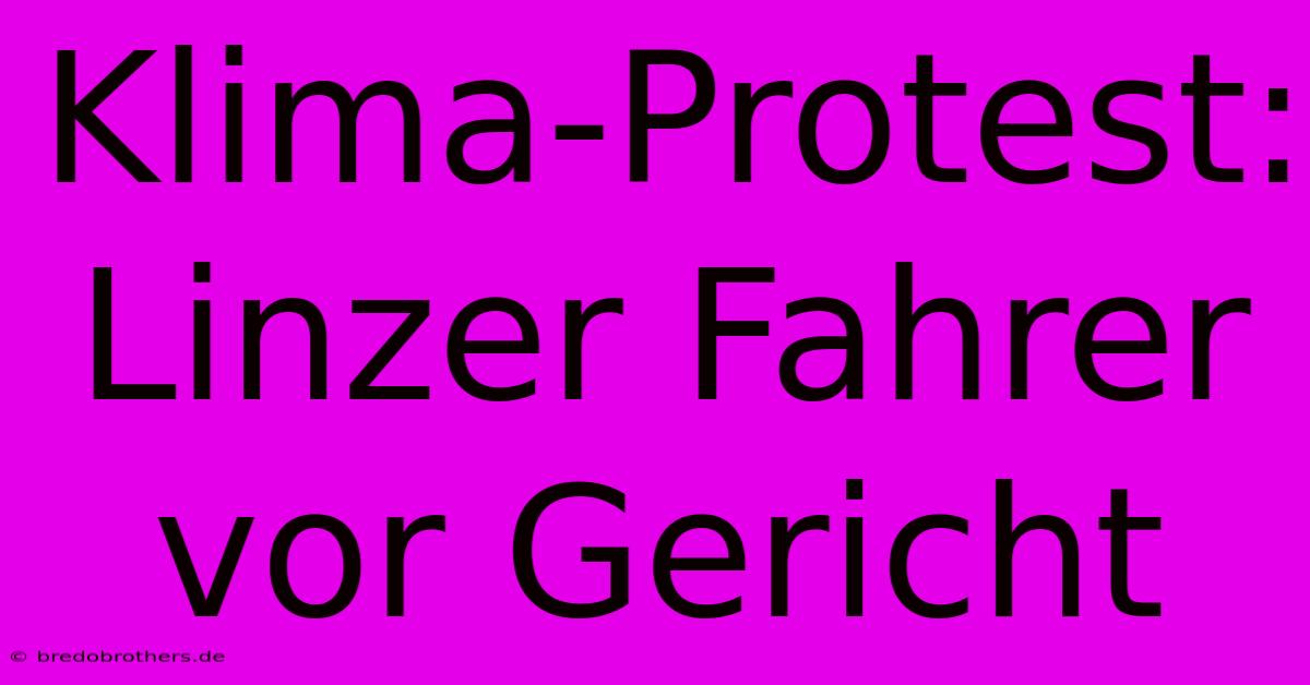 Klima-Protest: Linzer Fahrer Vor Gericht