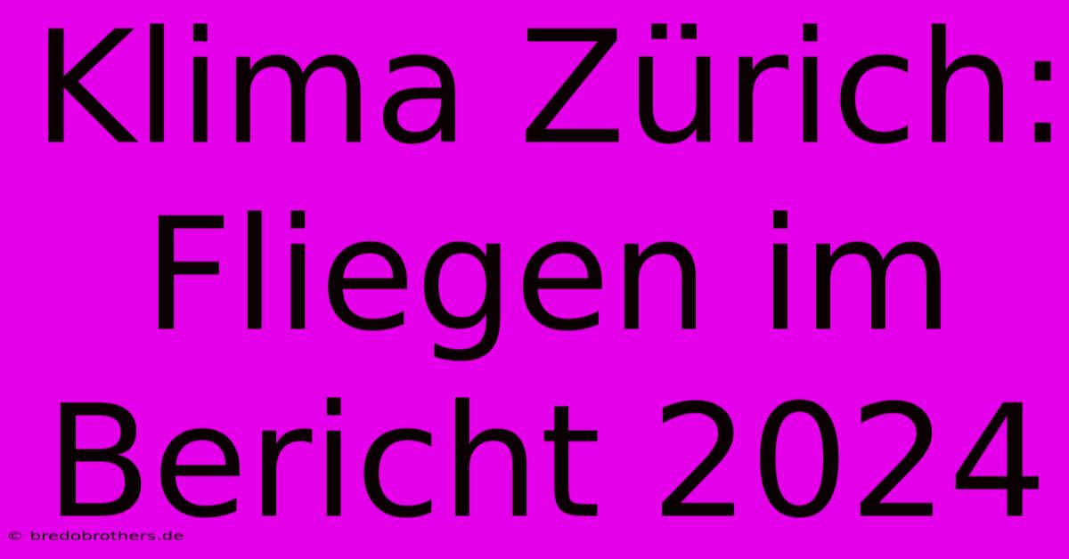 Klima Zürich: Fliegen Im Bericht 2024