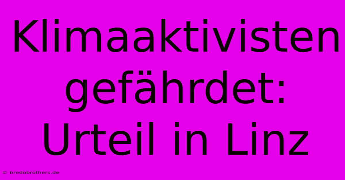 Klimaaktivisten Gefährdet: Urteil In Linz