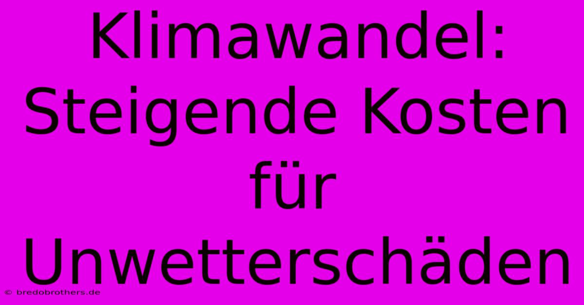 Klimawandel: Steigende Kosten Für Unwetterschäden