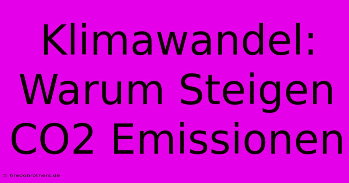 Klimawandel: Warum Steigen CO2 Emissionen