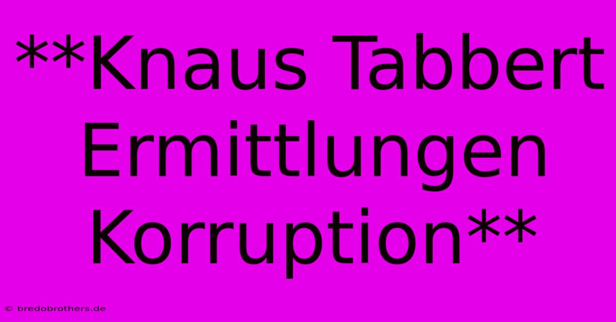 **Knaus Tabbert Ermittlungen Korruption**