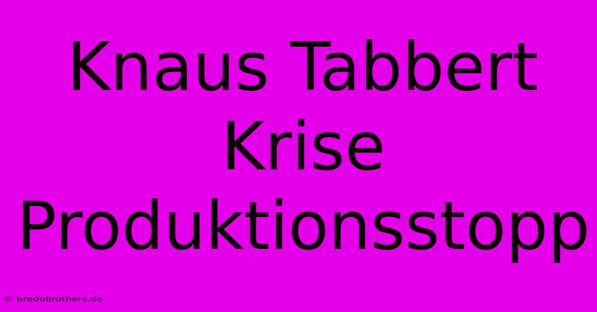 Knaus Tabbert Krise Produktionsstopp