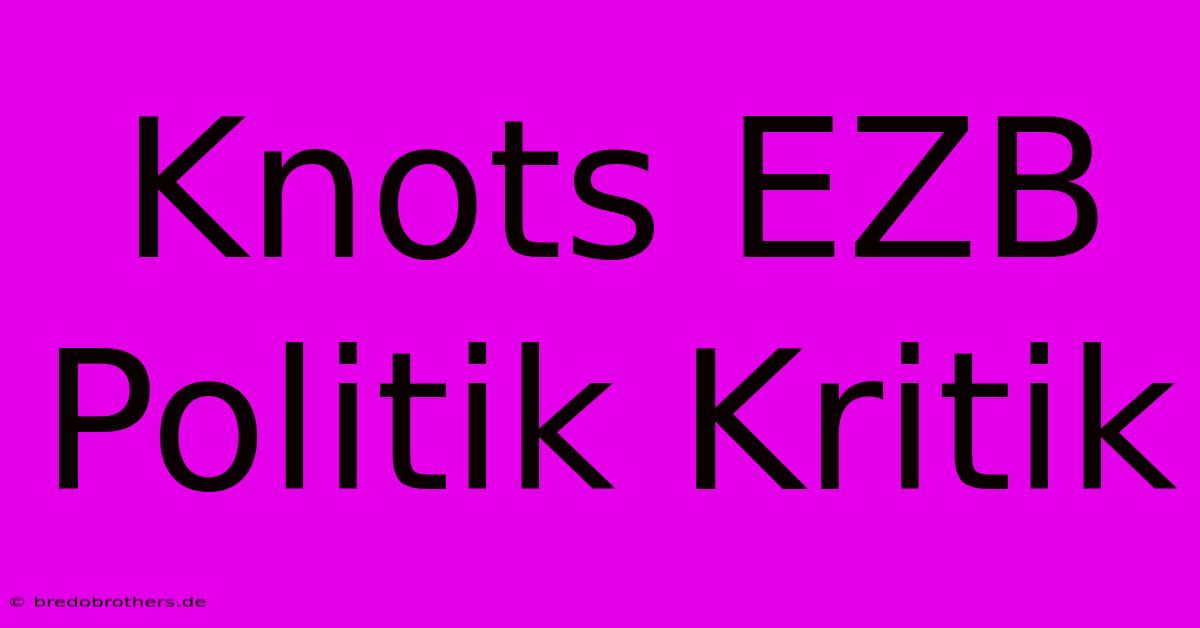 Knots EZB Politik Kritik