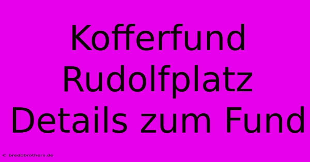 Kofferfund Rudolfplatz  Details Zum Fund