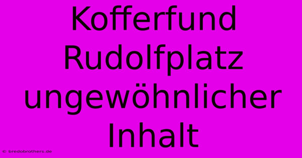 Kofferfund Rudolfplatz Ungewöhnlicher Inhalt