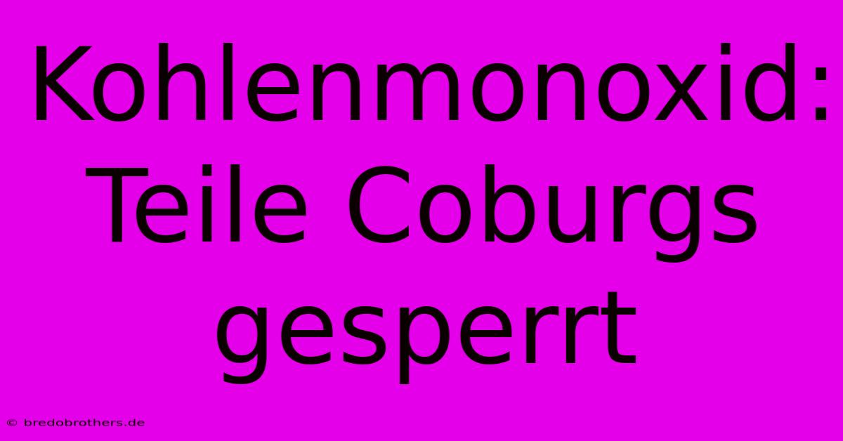 Kohlenmonoxid: Teile Coburgs Gesperrt