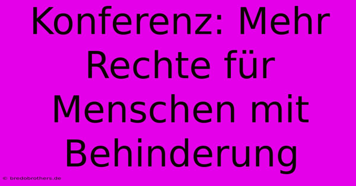 Konferenz: Mehr Rechte Für Menschen Mit Behinderung