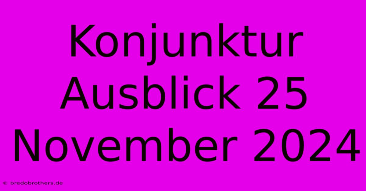 Konjunktur Ausblick 25 November 2024