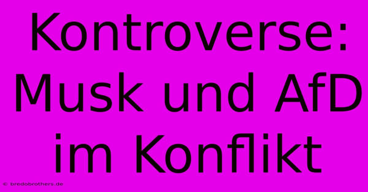 Kontroverse: Musk Und AfD Im Konflikt