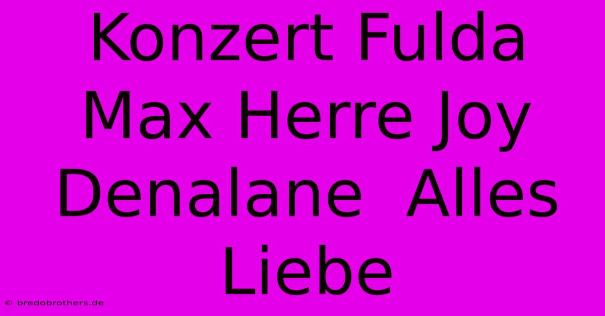 Konzert Fulda Max Herre Joy Denalane  Alles Liebe