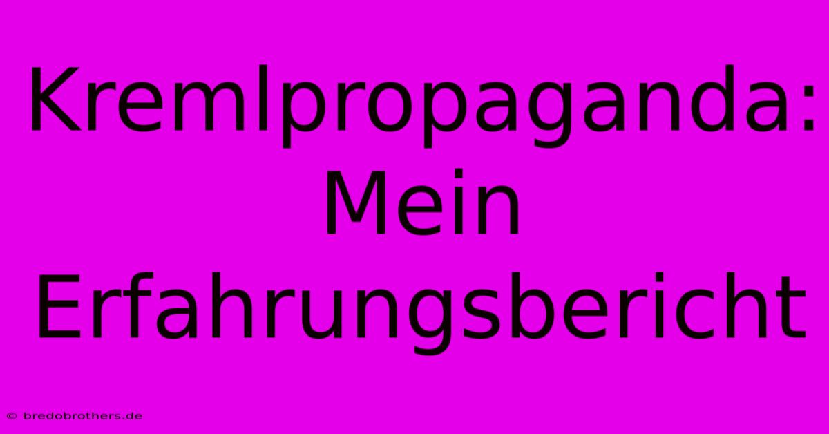 Kremlpropaganda: Mein Erfahrungsbericht