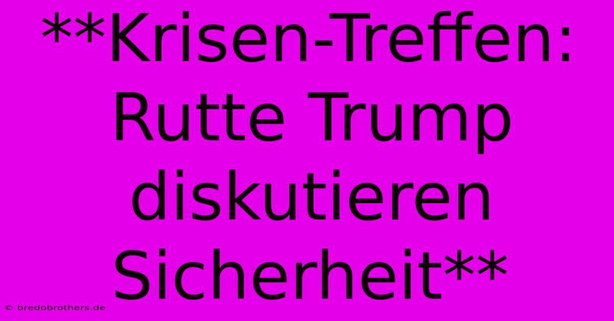 **Krisen-Treffen: Rutte Trump Diskutieren Sicherheit**