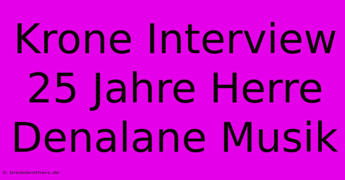 Krone Interview 25 Jahre Herre Denalane Musik