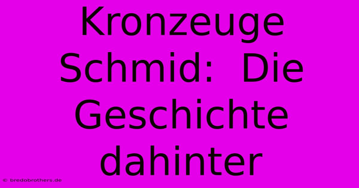 Kronzeuge Schmid:  Die Geschichte Dahinter