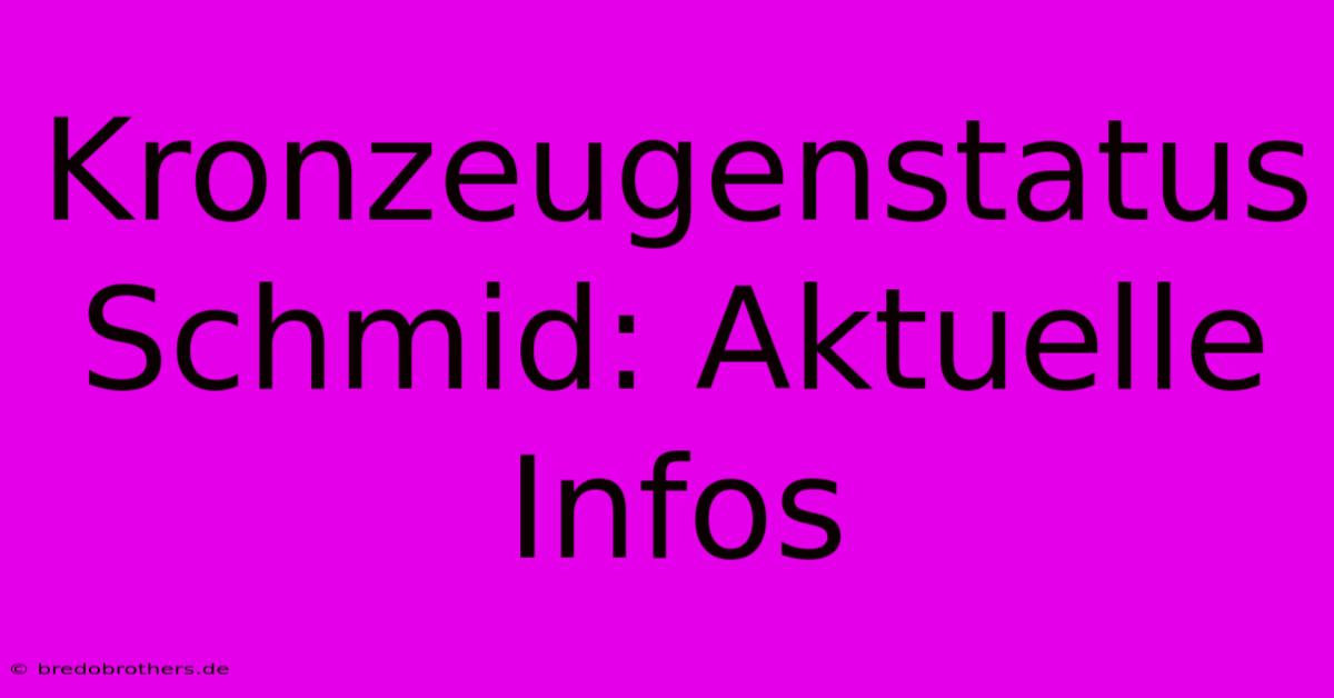 Kronzeugenstatus Schmid: Aktuelle Infos