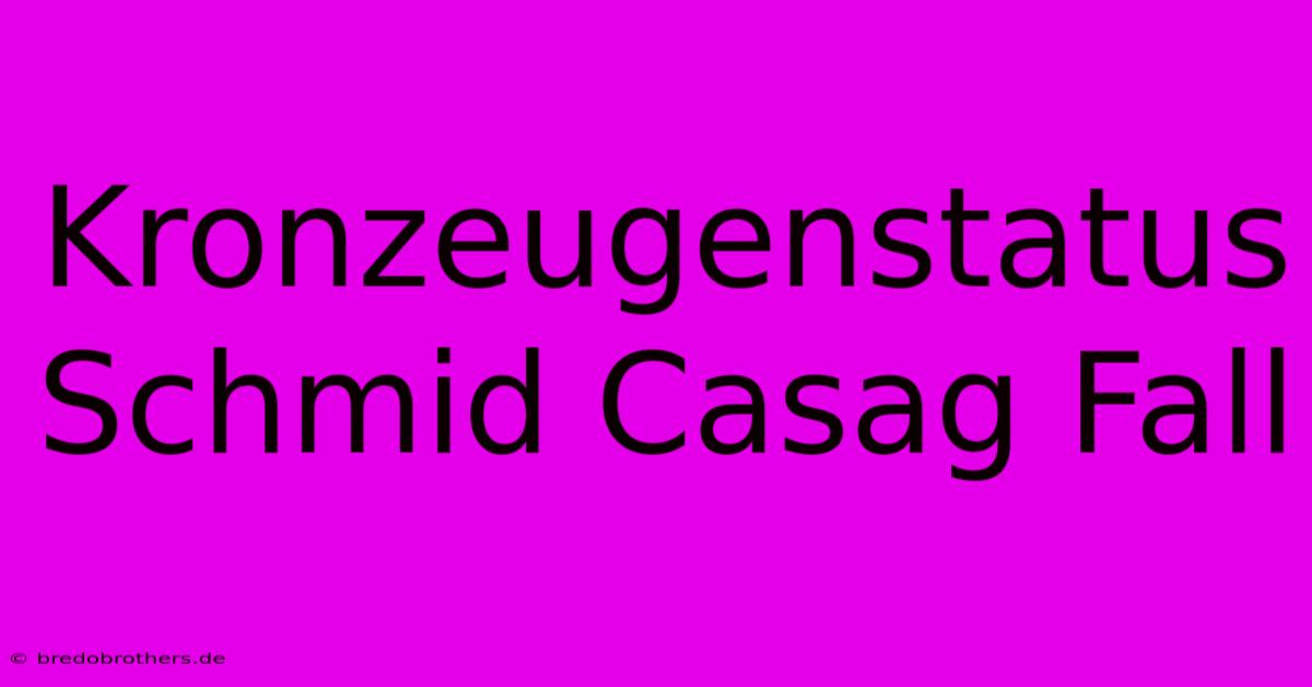 Kronzeugenstatus Schmid Casag Fall