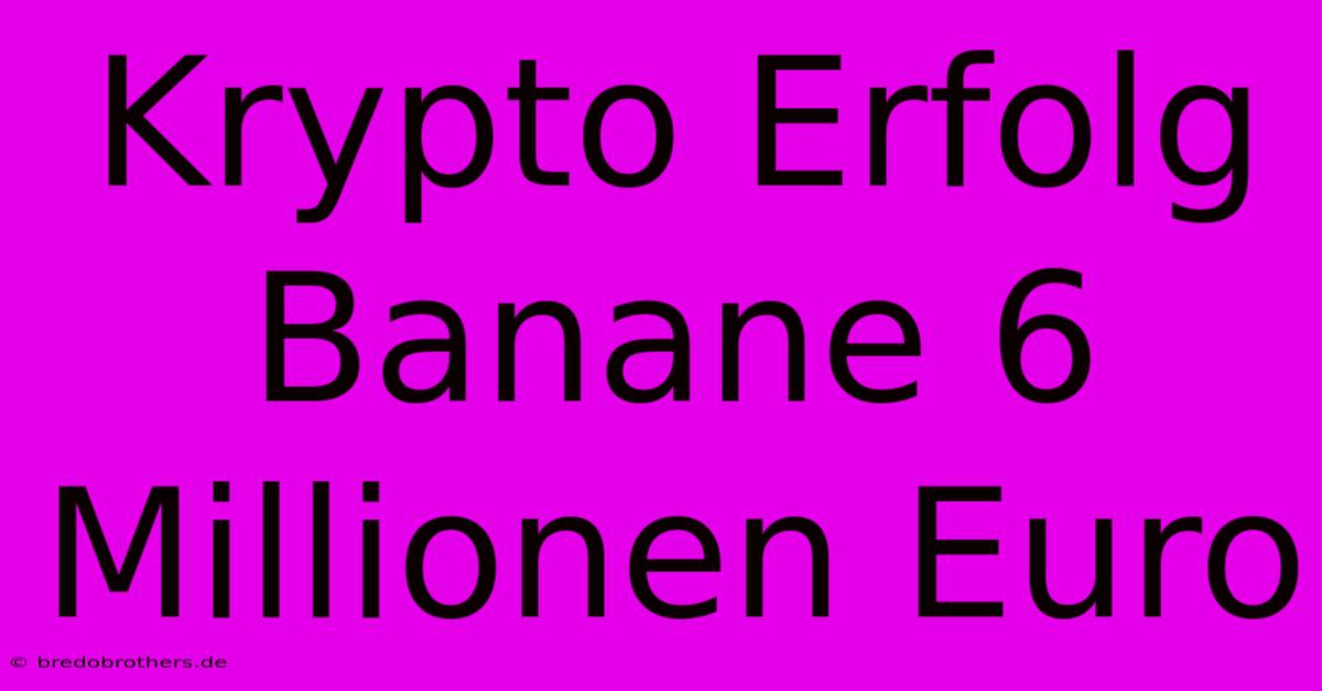 Krypto Erfolg Banane 6 Millionen Euro