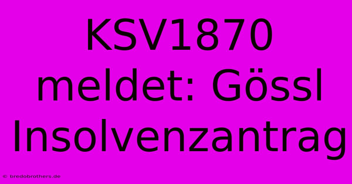 KSV1870 Meldet: Gössl Insolvenzantrag