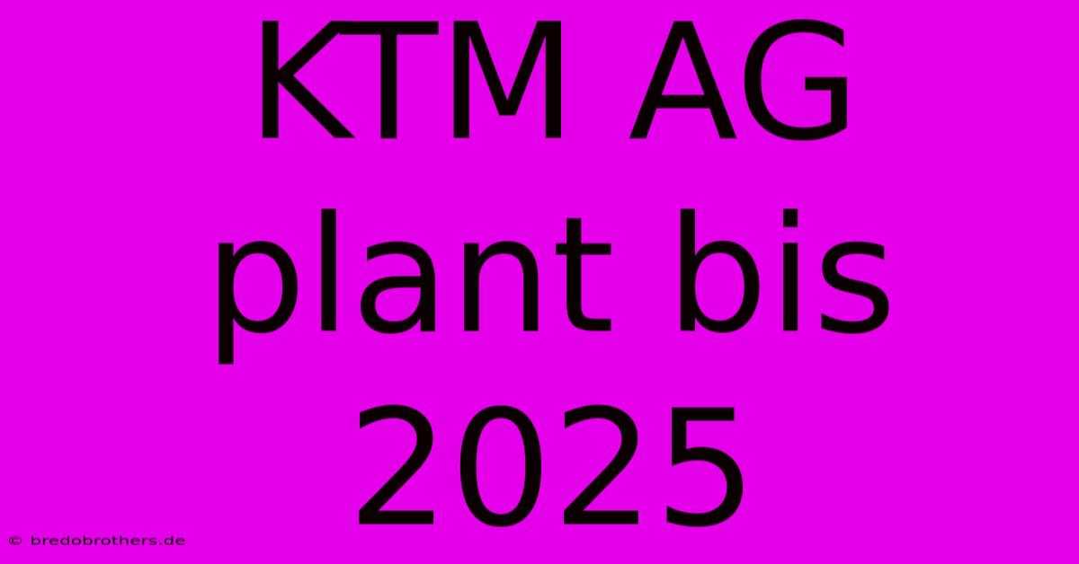 KTM AG Plant Bis 2025