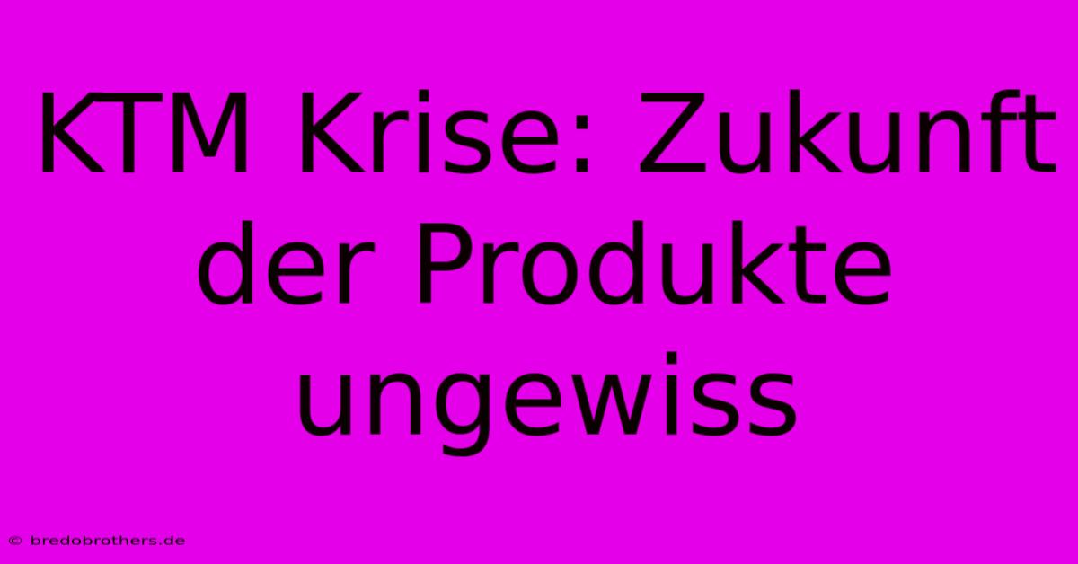 KTM Krise: Zukunft Der Produkte Ungewiss