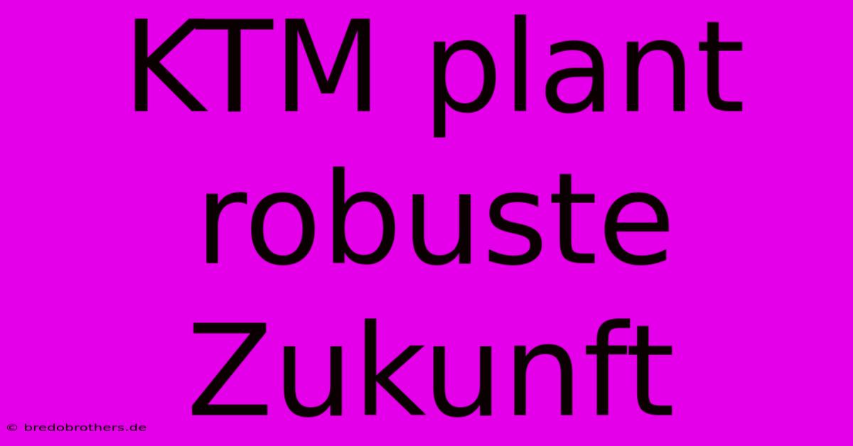 KTM Plant Robuste Zukunft