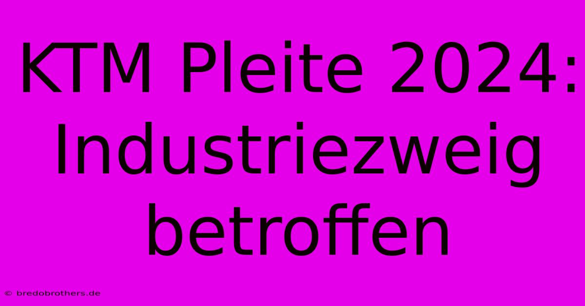 KTM Pleite 2024: Industriezweig Betroffen