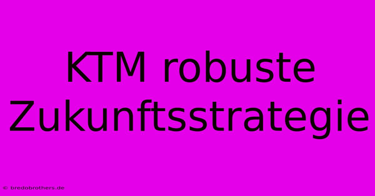 KTM Robuste Zukunftsstrategie