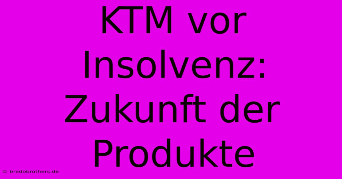 KTM Vor Insolvenz:  Zukunft Der Produkte