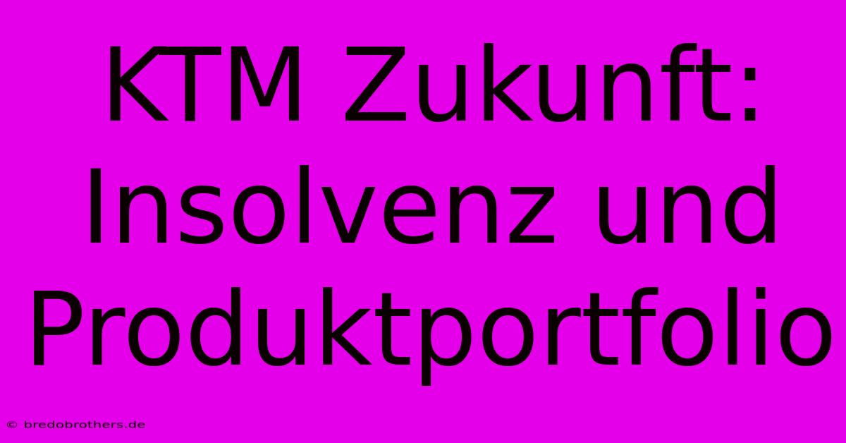 KTM Zukunft: Insolvenz Und Produktportfolio