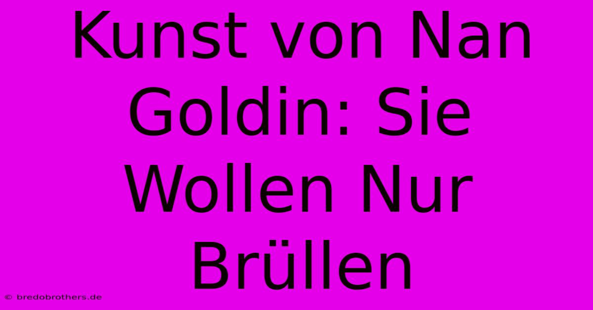 Kunst Von Nan Goldin: Sie Wollen Nur Brüllen