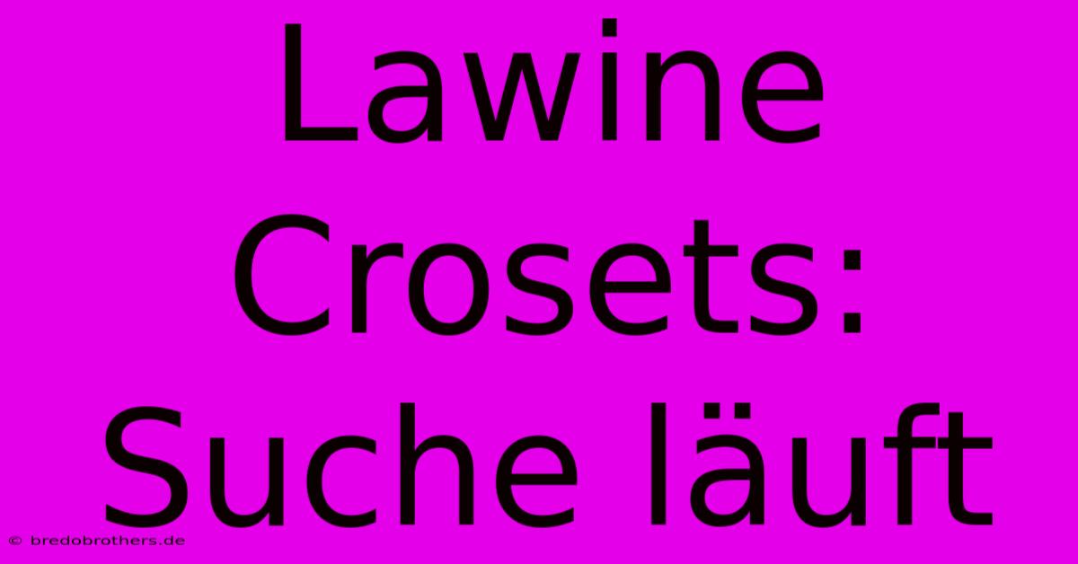 Lawine Crosets: Suche Läuft