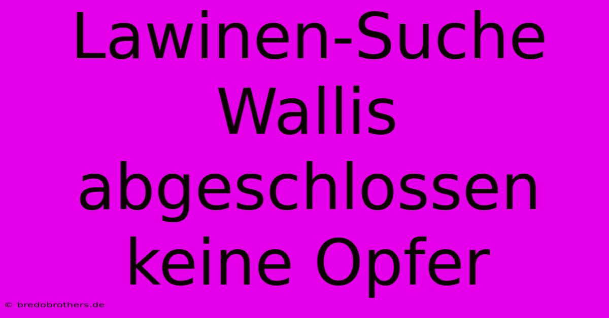 Lawinen-Suche Wallis Abgeschlossen Keine Opfer