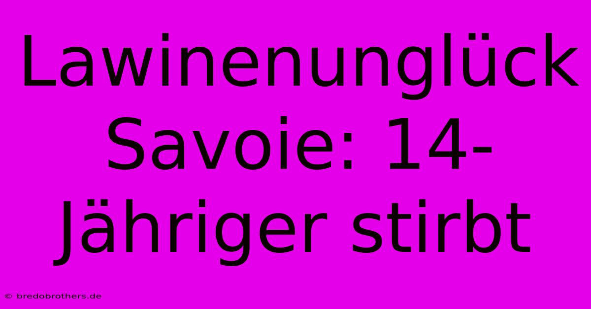 Lawinenunglück Savoie: 14-Jähriger Stirbt