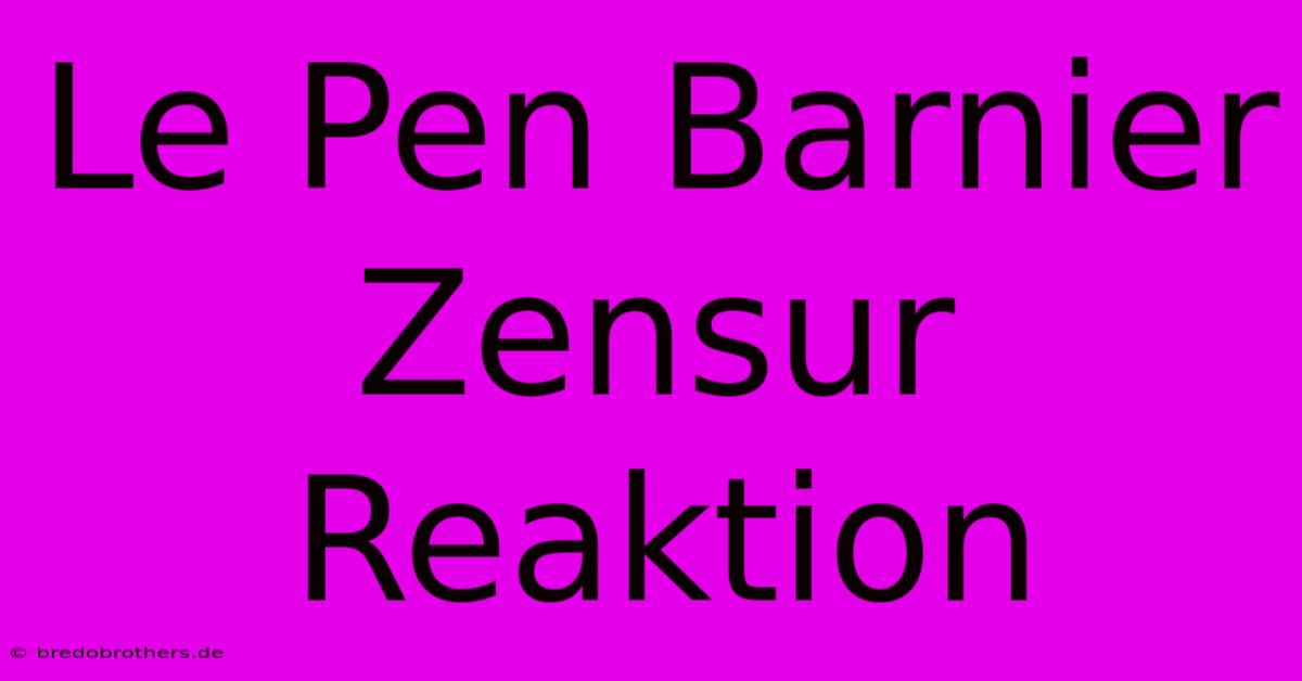 Le Pen Barnier Zensur  Reaktion