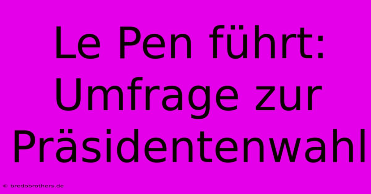 Le Pen Führt: Umfrage Zur Präsidentenwahl