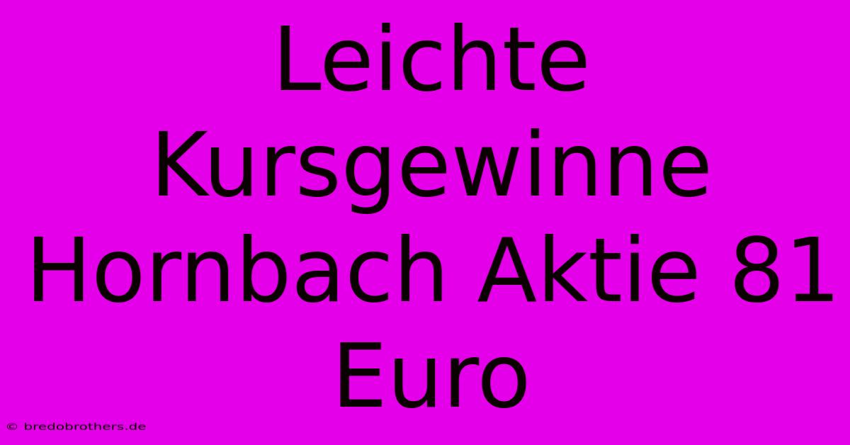 Leichte Kursgewinne Hornbach Aktie 81 Euro