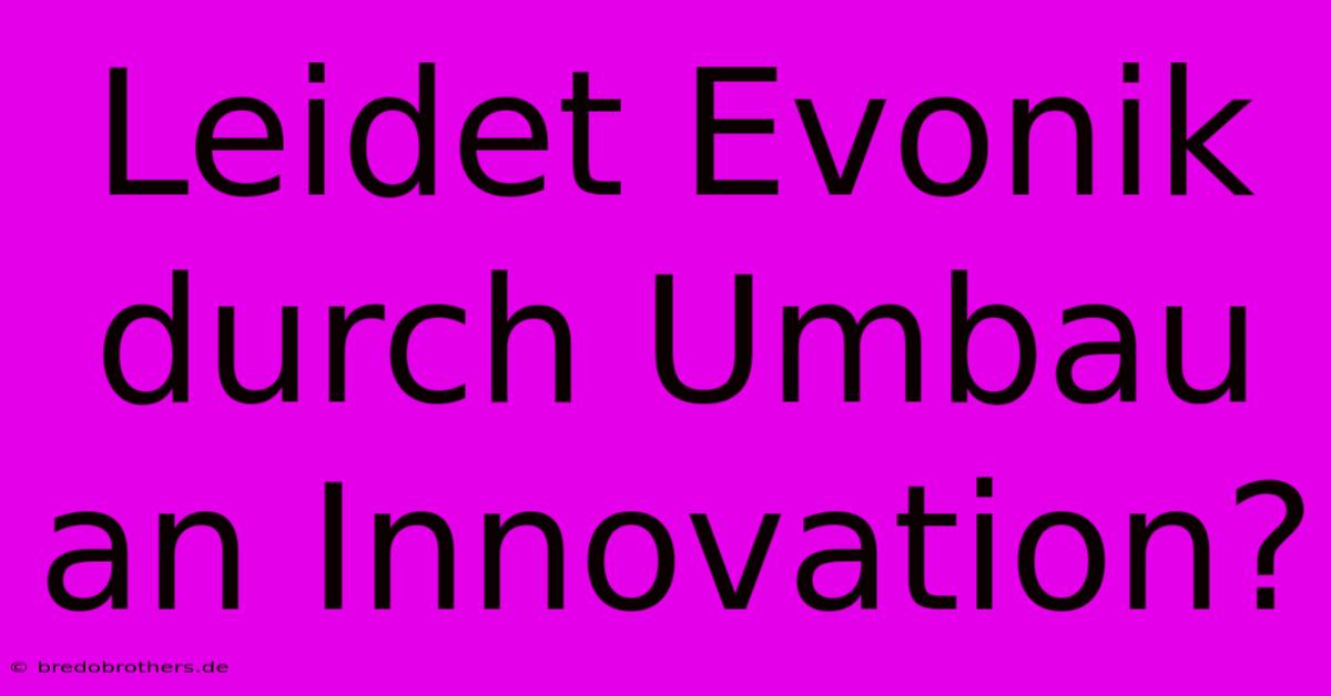 Leidet Evonik Durch Umbau An Innovation?