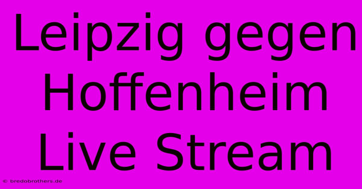 Leipzig Gegen Hoffenheim Live Stream