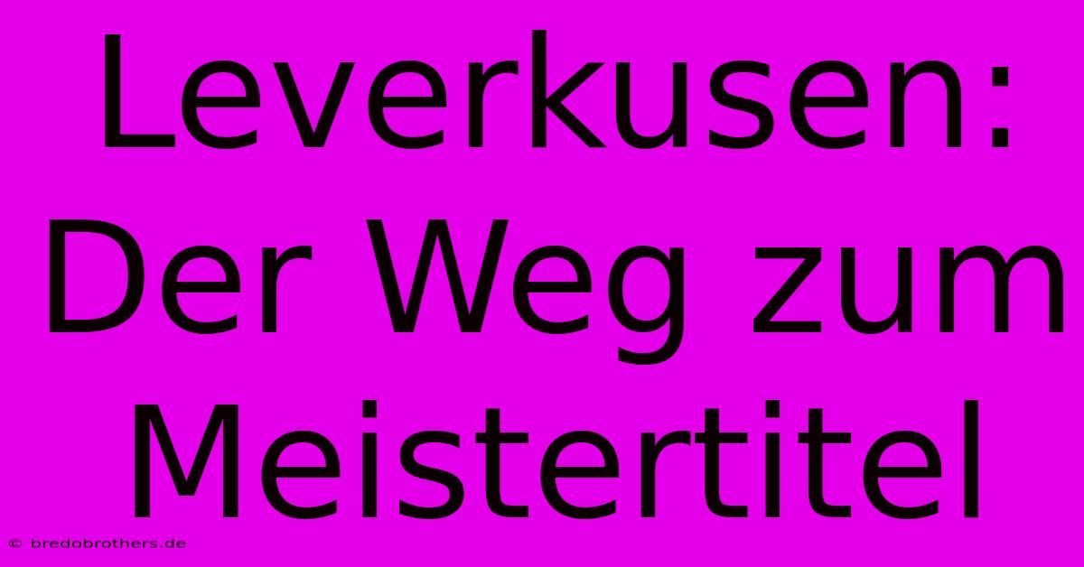 Leverkusen: Der Weg Zum Meistertitel